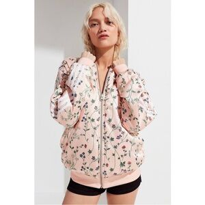 Adidas Floral Pink Bomber Reversible Jacket M